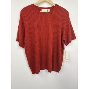 Alfred Dunner Knit Sweater Top Short Sleeve Rust Brown 2X NEW